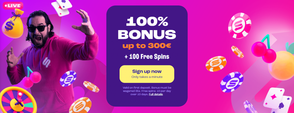 image shows the bonus available on spinz