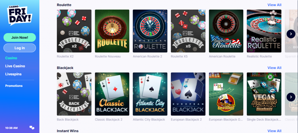 the card games available on casino friday