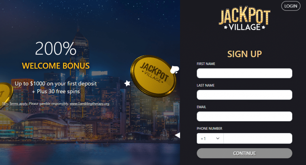 how to sign up on jackpot village