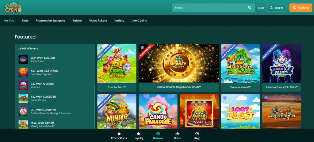 the main page of nostalgia casino
