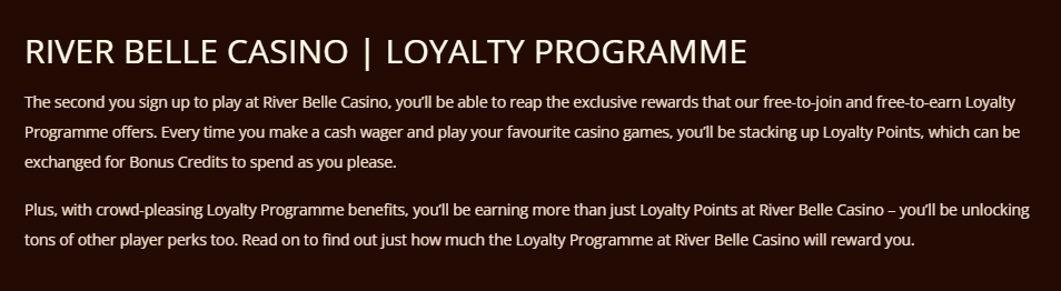 loyalty program available on riverbelle