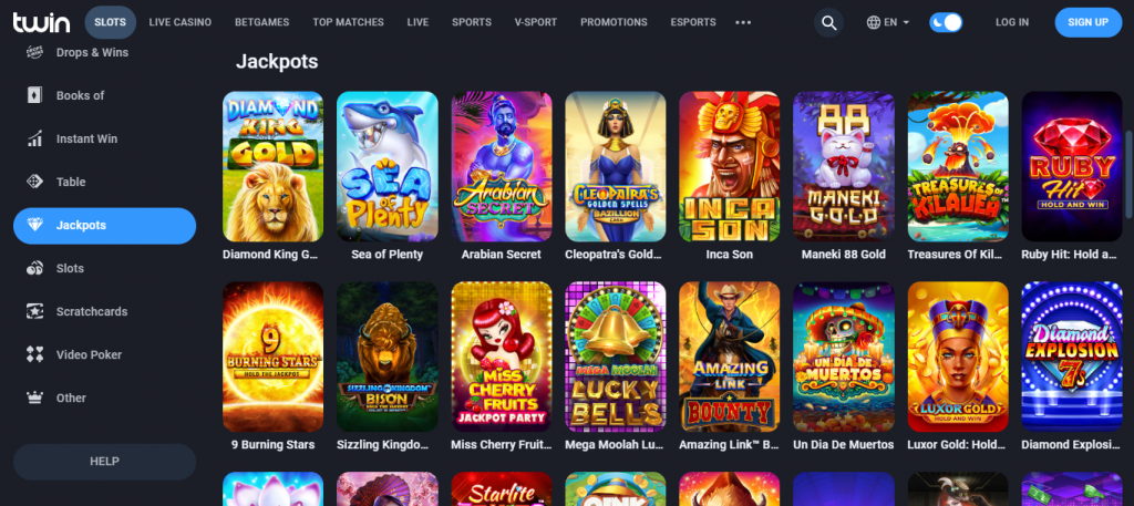 jackpot games available on twin casino
